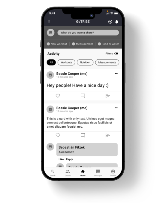 Designing wireframes for a fitness platform where working out feels better together